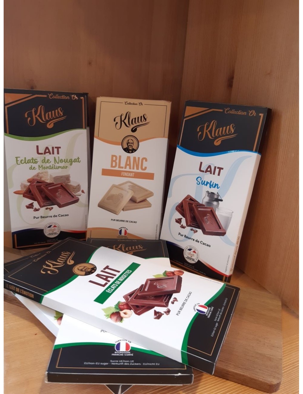 Chocolat Klaus | Blanc, Éclats de nougat, noisettes
